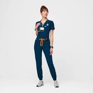 FIGS Catarina Top and High-Waisted Zamora Bottom in Deep Reef